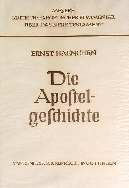 Die Apostelgeschichte  - Ernst Haenchen - copertina