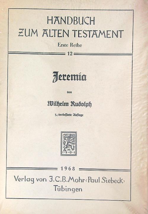 Jeremia  - Wilhelm Rudolph - copertina