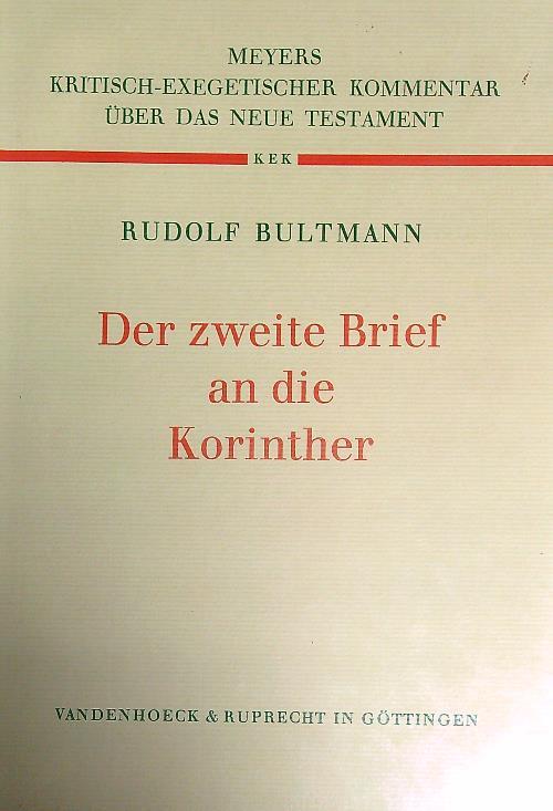 Der zweite Brief an die Korinther - Rudolf Bultmann - copertina