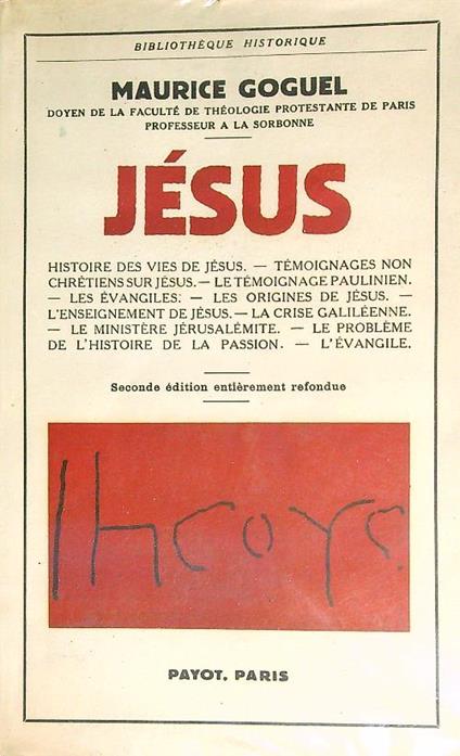 Jesus - Maurice Goguel - copertina