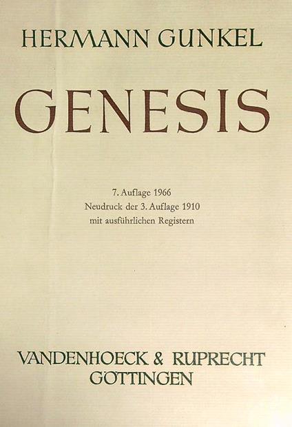 Genesis   - Hermann Gunkel - copertina