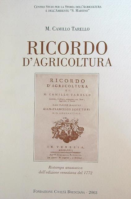 Ricordo d'agricoltura  - Camillo Tarello - copertina