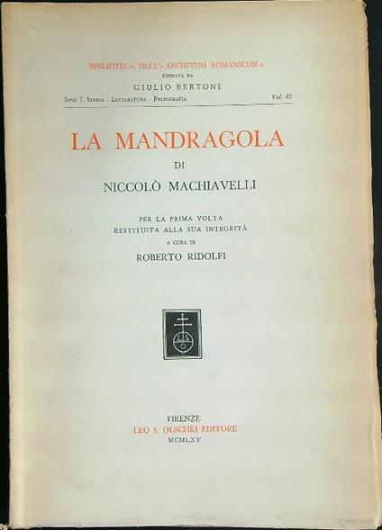 La Mandragola  - Niccolò Machiavelli - copertina