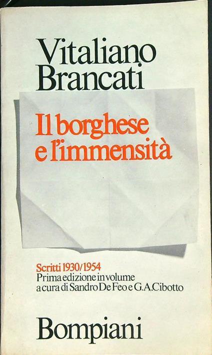 Il borghese e l'immensità - Vitaliano Brancati - copertina