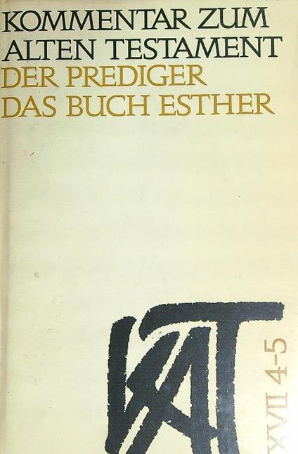 Der Prediger: das Buch Esther - Wilhelm Hertzberg - copertina