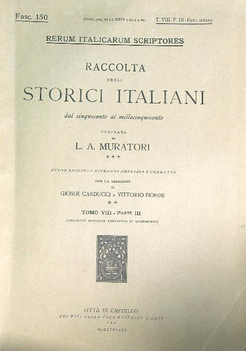 Chronicon Marchiae Tarvisinae et Lombardiae Tomo VIII - Parte III - L.A. Muratori - copertina
