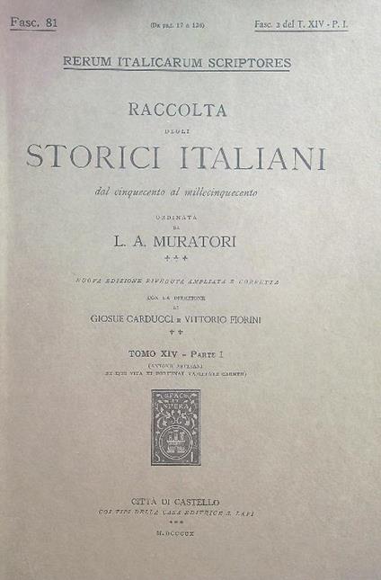 Antonii Astesani De ejus vita et fortunae varietate carmen Fasc 2 Tomo XIV/1 - L.A. Muratori - copertina