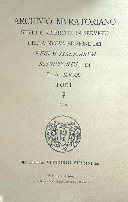 Archivio Muratoriano. Studi e ricerche in servigio n. 8 - L.A. Muratori - copertina