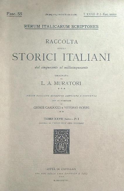 Ricordi di Firenze Dell'Anno 1459 di Autore anonimo XXVII/ Parte 1  - L.A. Muratori - copertina