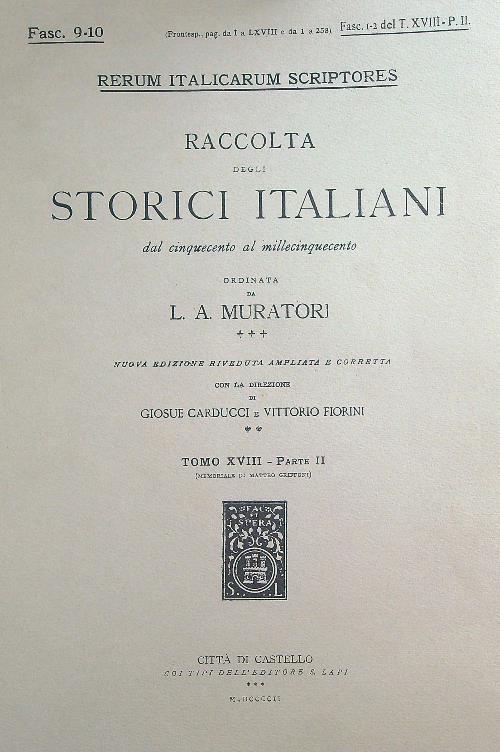 Raccolta degli storici italiani Tomo XVIII - Parte II Fasc 9-10 - L.A. Muratori - copertina