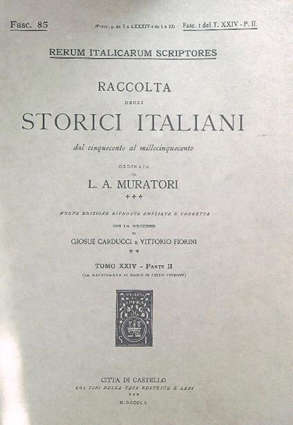 La mesticanza di Paolo di Lello Petrono  Fasc 1 / Tomo XXIV - Parte II - L.A. Muratori - copertina