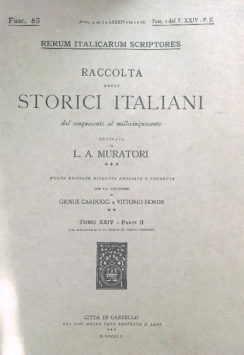 La mesticanza di Paolo di Lello Petrono  Fasc 1 / Tomo XXIV - Parte II - L.A. Muratori - copertina