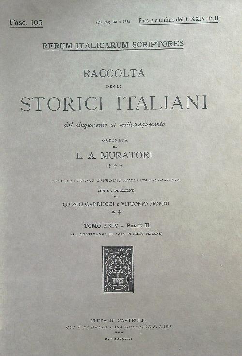 La mesticanza di Paolo di Lello Petrono Fasc 2 / Tomo XXIV - Parte II - L.A. Muratori - copertina