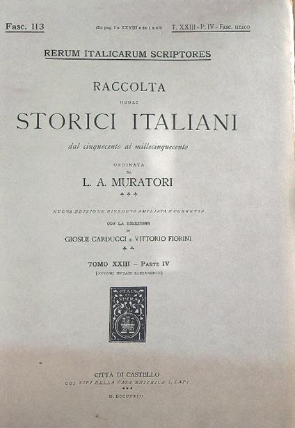 Antonij Hyvani Sarzanensis Tomo XXII - Parte IV - L.A. Muratori - copertina