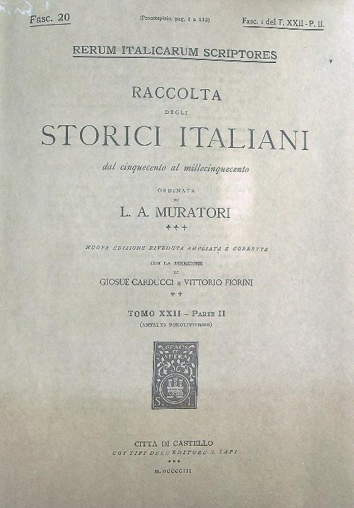 Annales Forolivienses Fasc 1 / Tomo XXII - Parte II - L.A. Muratori - copertina