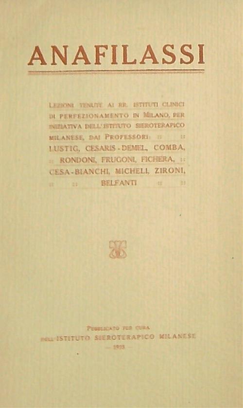 Anafilassi  - copertina