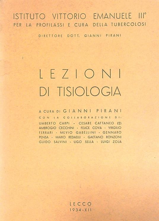 Lezioni di tisiologia - Gianni Pirani - copertina