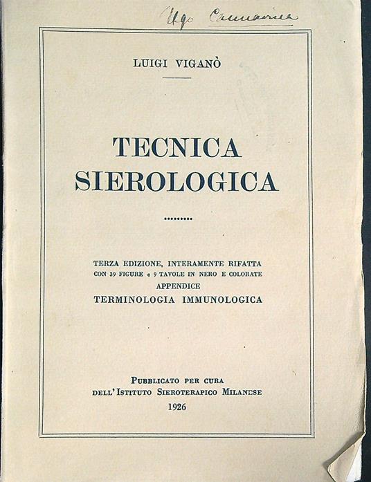 Tecnica Sierologica  - Luigi Viganò - copertina