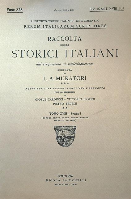 Raccolta degli storici italiani Fasc 328 - L.A. Muratori - copertina