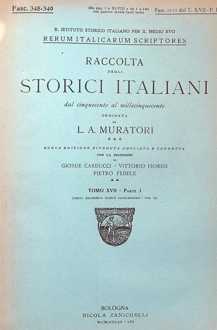 Raccolta degli Storici Italiani Fasc 348-349 - L.A. Muratori - copertina