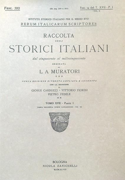 Raccolta degli Storici Italiani Fasc 352 - L.A. Muratori - copertina