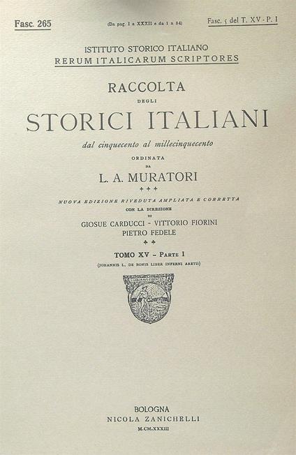 Raccolta degli Storici Italiani Fasc 265 - l.a. Muratori - copertina