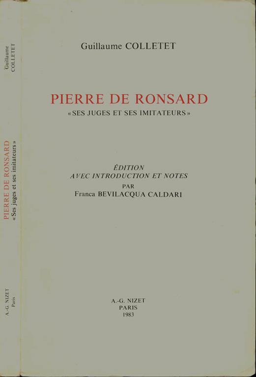 Pierre De Ronsard. Ses juges et ses imitateurs. Prima edizione. Copia autografata - Guillaume Colletet - copertina