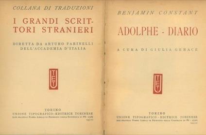 Adolphe - Diario - Benjamin Constant - copertina
