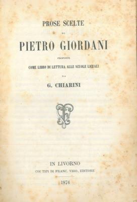 Prose scelte da G. Chiarini - Pierluigi Giordani - copertina