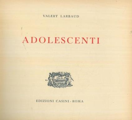 Adolescenti - Valéry Larbaud - copertina
