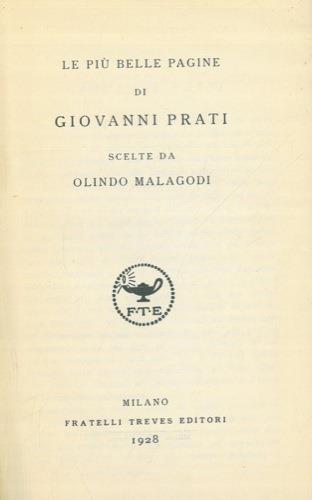 Le più belle pagine di Giovanni Prati - Olindo Malagodi - copertina