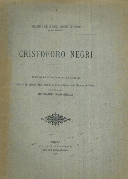 Cristoforo Negri. Commemorazione - Gioconda Marinelli - copertina
