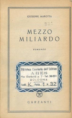 Mezzo miliardo - Giuseppe Marotta - copertina