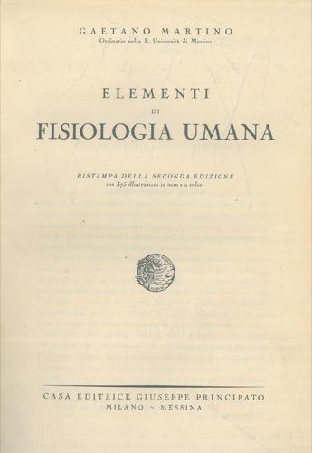Elementi di fisiologia umana - Gaetano Martino - copertina