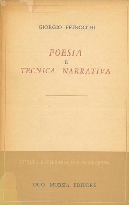 Poesia e tecnica narrativa - Giorgio Petrocchi - copertina