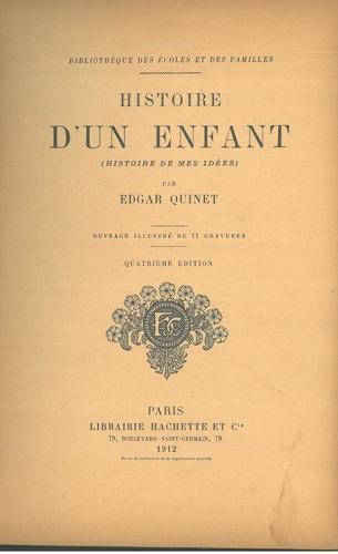 Histoire d'un enfant. (Histoire de mes idees) - Edgar Quinet - copertina