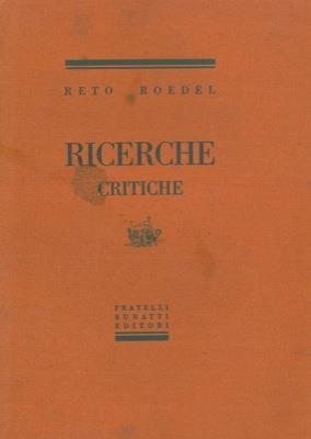Ricerche critiche - Reto Roedel - copertina