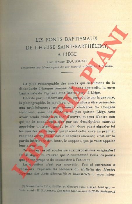Les fonts baptismaux de l'église Saint-Barthélemy, à Liége. Les inscriptions métriques des fonts de Saint-Barthélemy, à Liége et de la chasse de Saint Hadelin, a Visé