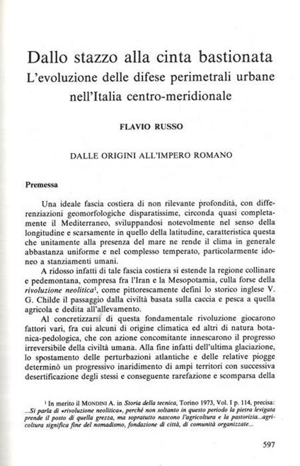 Dallo stazzo alla cinta bastionata. L'evoluzione delle difese perimetrali urbane nell'Italia Centro-meridionale - Flavio Russo - copertina