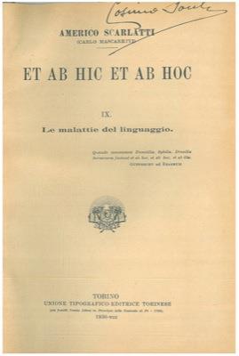 Et ab hic at ab hoc. 9. Le malattie del linguaggio - Americo Scarlatti - copertina