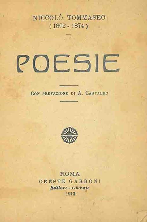 Poesie - Niccolò Tommaseo - copertina