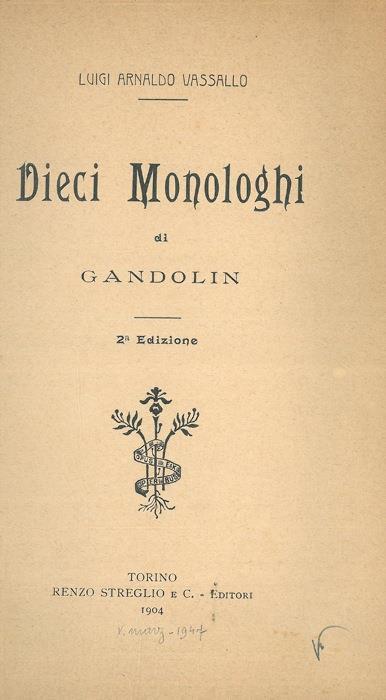 Dieci Monologhi di Gandolin - Luisa Vassallo - copertina