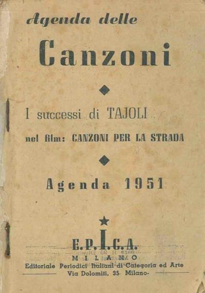 Agenda delle canzoni. 1951 - copertina