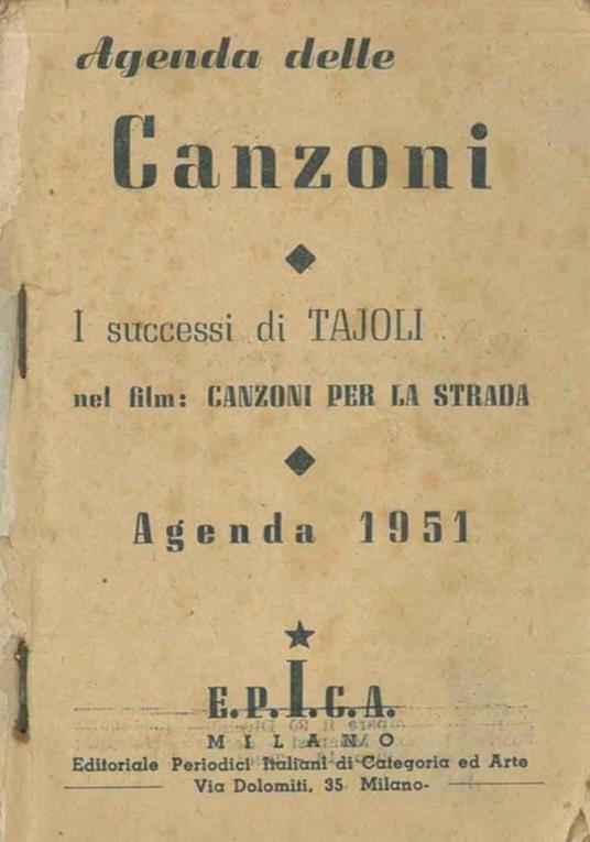 Agenda delle canzoni. 1951 - copertina