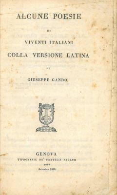 Alcune poesie di viventi italiani. Colla versione latina di Giuseppe Gando - copertina