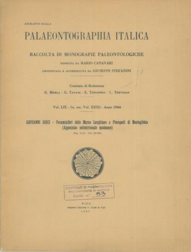 Estratto dalla Paleontographia italica. Raccolta di monografie paleontologiche - copertina