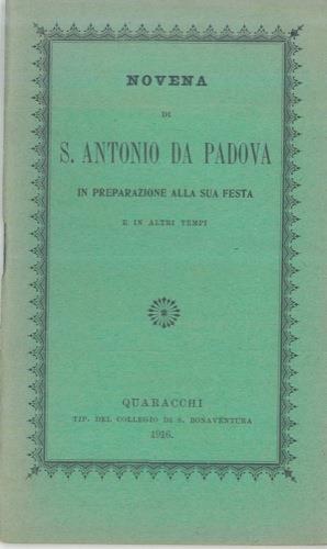 Novena di S. Antonio da Padova in preparazione della sua festa e in altri tempi - copertina