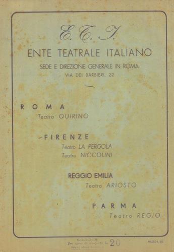 Teatro. Mensile dello spettacolo e delle arti - copertina