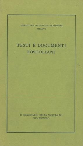 Testi e documenti foscoliani - copertina