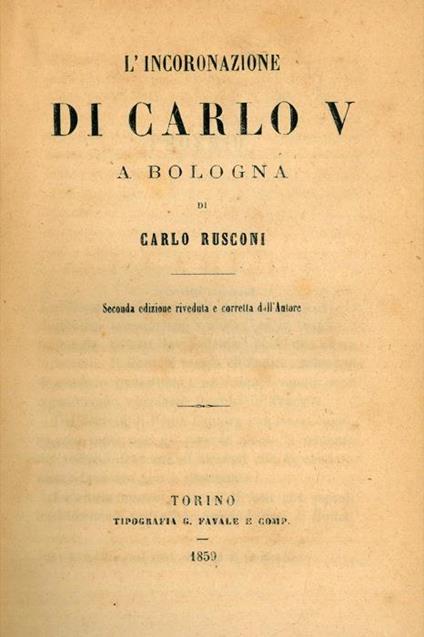 L' incoronazione di Carlo V a Bologna - Carlo Rusconi - copertina